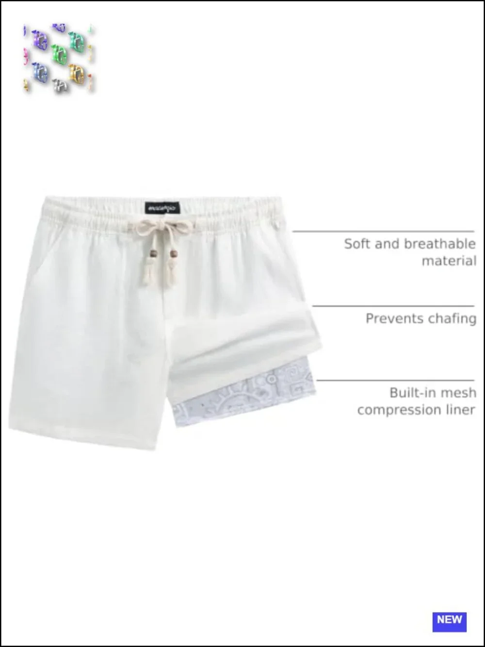 Men's Casual Linen Shorts 5/7 Inch 2 in 1 with Liner